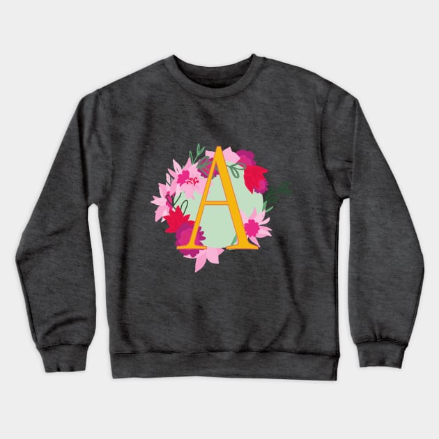 Monogram A, Personalized Initial Crewneck Sweatshirt by Bunniyababa